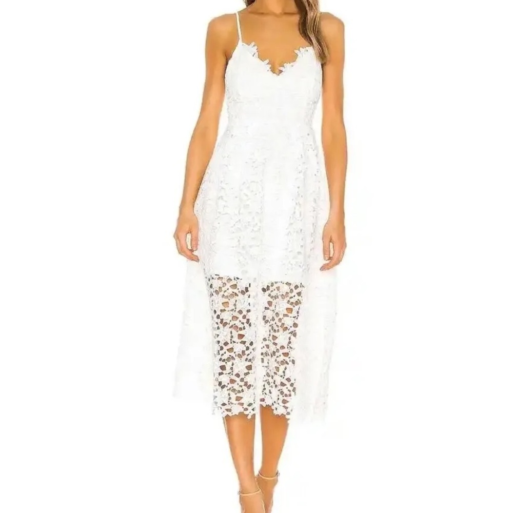 ASTR The Label Lace A a-line Midi Dress White XS